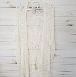 Cream colored crocheted long tunic / cover up
